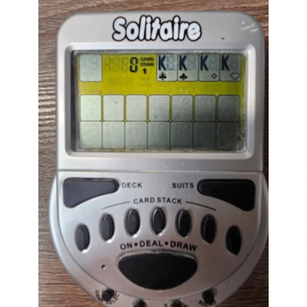 Handheld Electronic Solitaire Game Silver Portable Retro LCD Travel Card Game